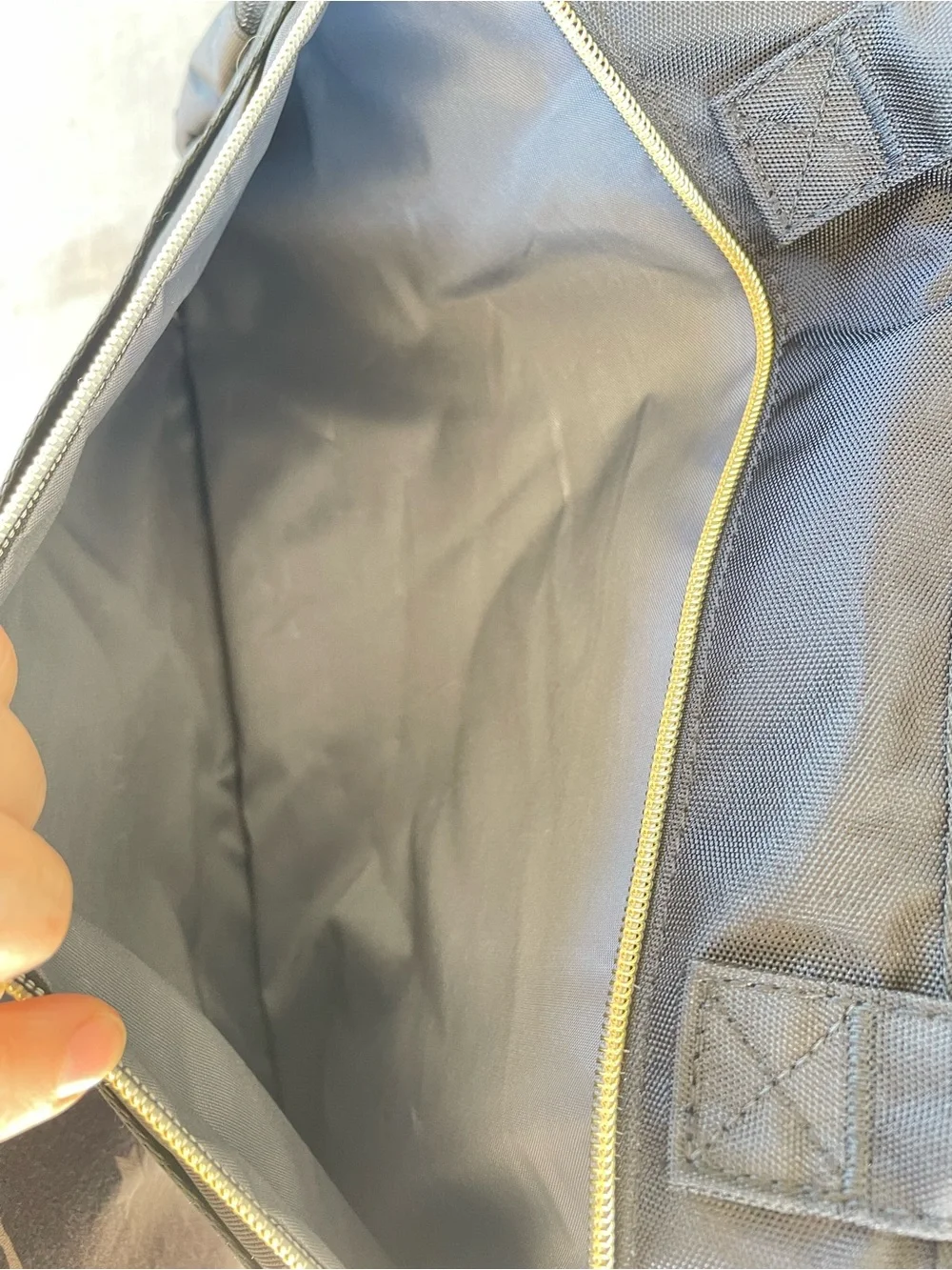 Black Laptop Tote Bag with Gold Zipper Accents